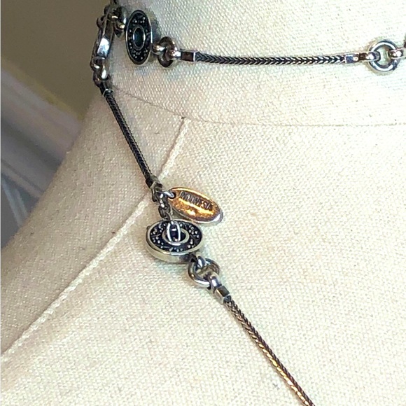 LOIS HILL Sterling Silver Granulated Station Byzantine Necklace Toggle Clasp - Picture 8 of 17